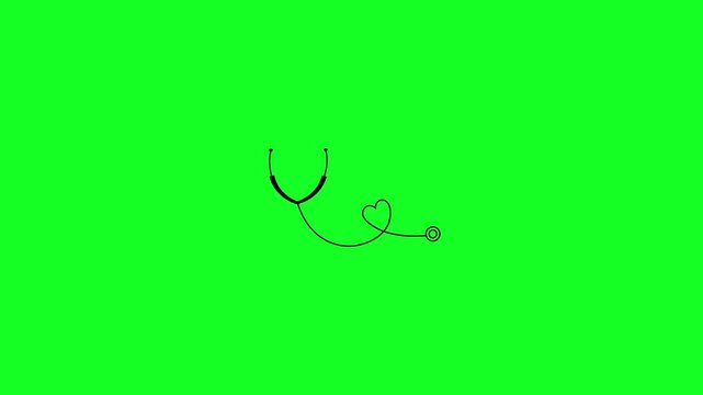 Medical stethoscope icon animation. Health-themed typography with a stethoscope. Cardiology.
