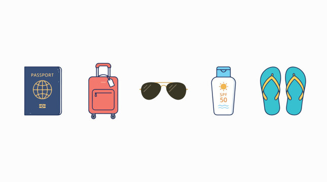 Travel essentials with passport and suitcase. Vacation preparation and holiday planning.