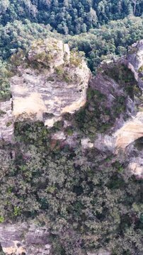 Aerial View of Three Sisters Rock Formations in Blue Mountains