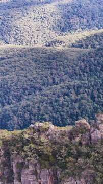 Aerial View of Three Sisters Rock Formation in Blue Mountains