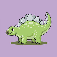 Cute cartoon green stegosaurus dinosaur illustration. © Dike