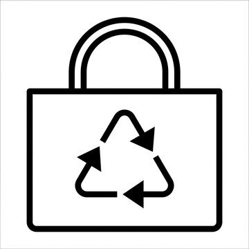 Reusable Shopping Bag With Recycle Symbol Icon &mdash; Eco Friendly Tote And Sustainable Packaging Concept