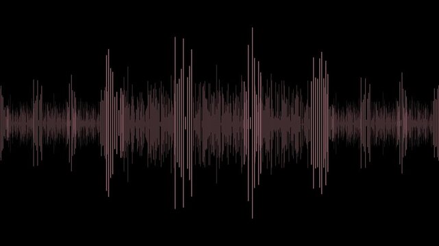 Pink sound wave audio frequency visualization on a black background representing music rhythm and digital signal processing technology for media design and broadcast concepts