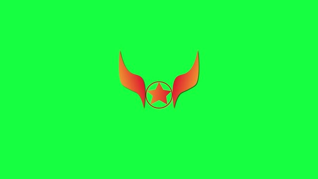Animation of wings, circles, and stars. Simple logo symbol animation.