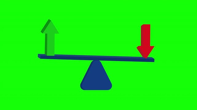 Balance Scale with Upward Green Arrow and Downward Red Arrow Comparison Animation