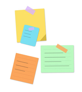 Colorful sticky notes with doodles and text isolated