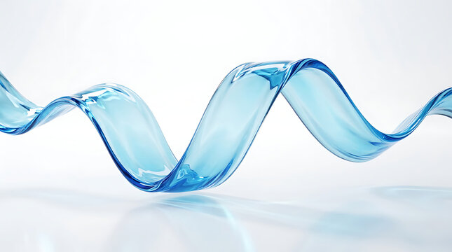 Blue liquid ribbon flowing in a sine wave pattern water