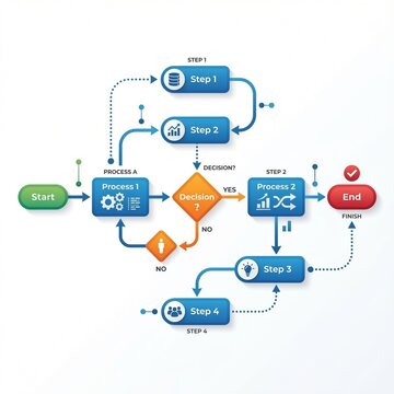 cloud computing concept, business Flowchart Process Diagram with Decision Workflow