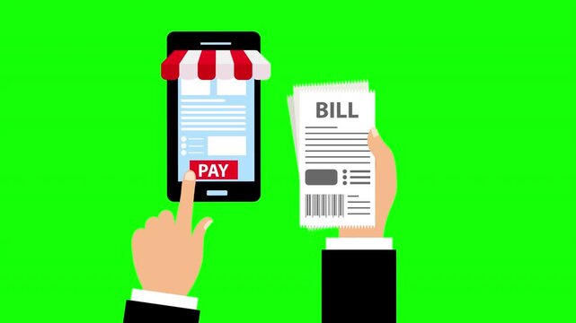 Mobile Bill Payment with Smartphone and Paper Invoice Illustrating Digital Online Banking and Utility Payment