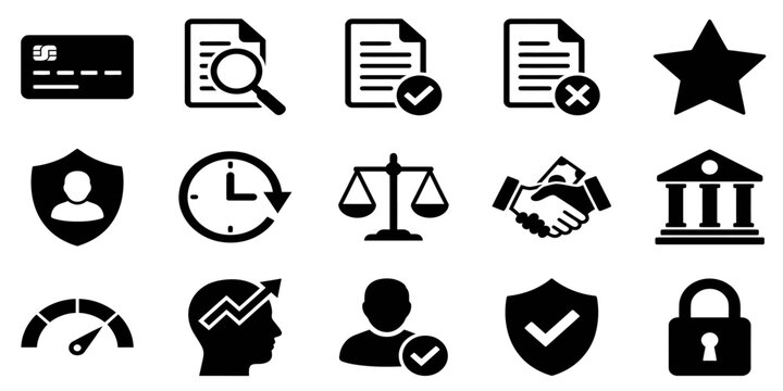 Professional business and finance icon collection presented as a comprehensive vactor illustration set for web and mobile design