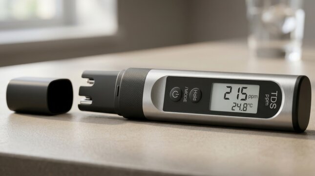 Digital TDS meter for measuring water purity and total dissolved solids content.