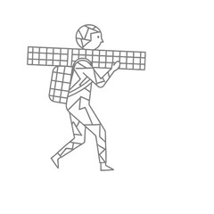 Obraz premium Person carrying a net and ball