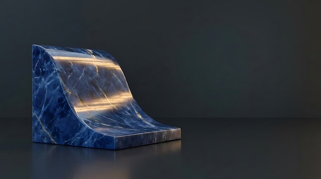 Blue marble curved architectural block.