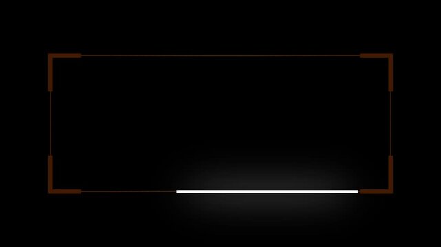 Futuristic golden callout box overlay with glowing neon line and corner brackets on dark background,