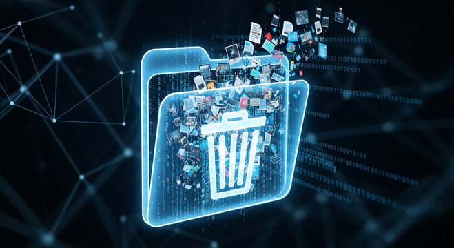 an icon that symbolizes the process or concept of deleting files or folders on a computer system.