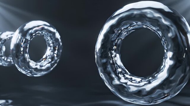 Toroidal water shapes suspended in a dark wet environment