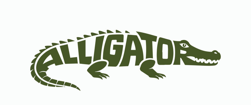 Minimalist typography vector logo of Alligator