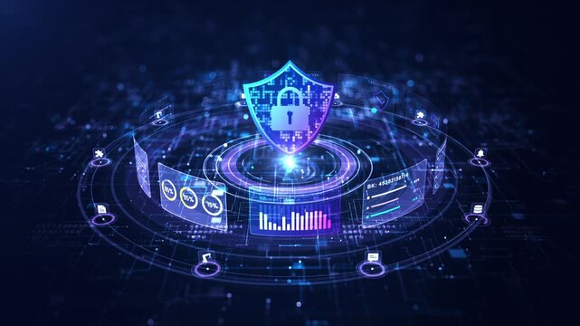 Futuristic Cyber Security Shield Protecting Digital Data And Network Infrastructure With Advanced Encryption Technology And Secure Information Systems