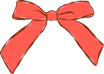 Fototapeta premium Girly Red Ribbon Bow Playful Hand Drawn Illustration