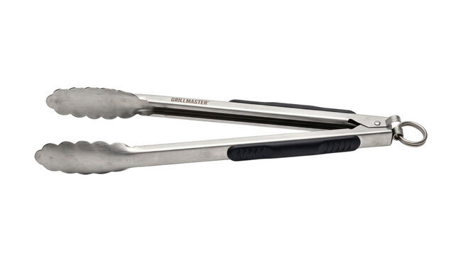 Stainless Steel Kitchen Cooking Tongs Isolated White Background