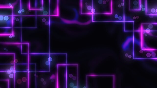 Abstract Neon Glowing Square Frame Background