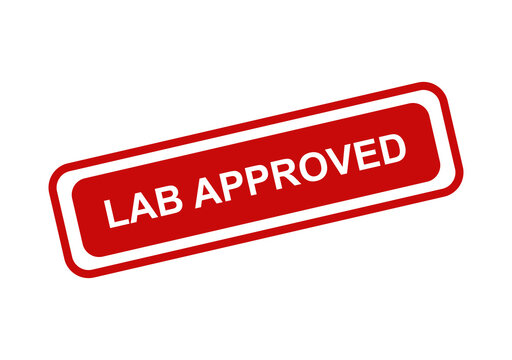 Red rectangular rubber stamp with the text lab approved isolated on a simple clear background for quality control isolated on transparent background