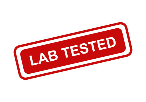Red rectangular stamp with the text lab tested in white letters angled for a modern professional inspection design isolated on transparent background