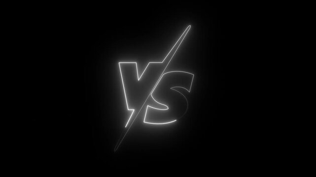 glowing neon VS versus bars icon animation on black background. Versus vs bars icon. blue color vs game match team challenge sign symbol. neon versus for sports and fight competition. game concept.