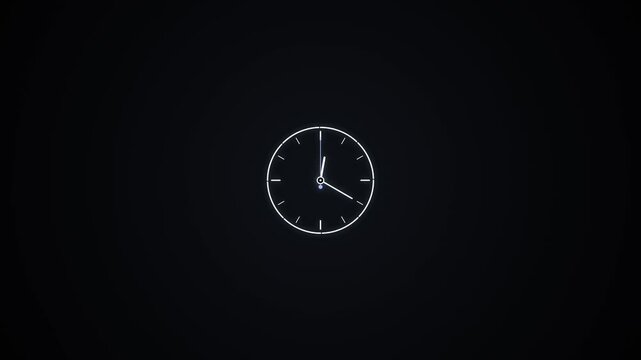 White circular clock frame with tick marks on black background