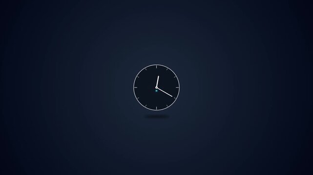 Minimalist digital clock animation with floating white face