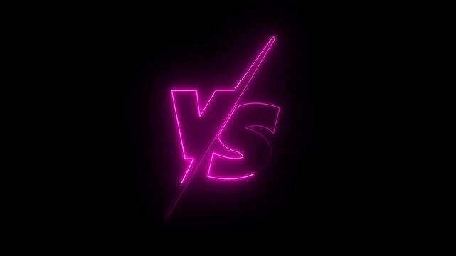 glowing neon VS versus bars icon animation on black background. Versus vs bars icon. blue color vs game match team challenge sign symbol. neon versus for sports and fight competition. game concept.