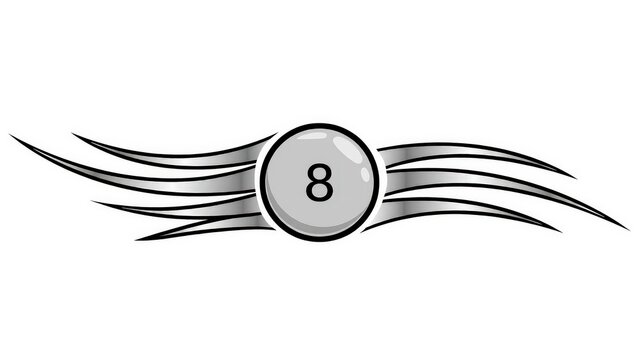 Stylized number 8 billiard ball icon with tribal flames decal vector illustration for racing symbol and tattoo art