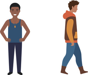 Fototapeta premium Diverse Young People Character Collection, Casual Male Student Vector Illustration for Lifestyle Fashion Education Design Projects Set