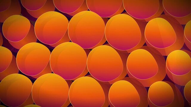 Abstract Seamless Loop of Glowing Orange 3D Cylindrical Shapes Moving in a Modern Geometric Background Pattern