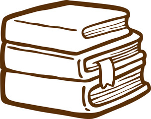 Stack of Books Black and White Hand Drawn Illustration