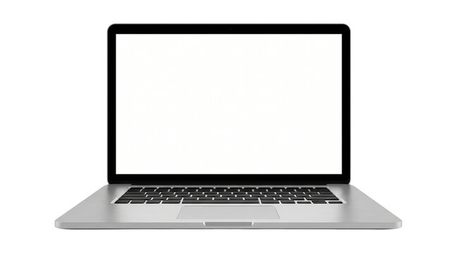 Modern Laptop Mockup with Blank Screen, Isolated Object on Transparent PNG, Notebook Computer Template for Web Design