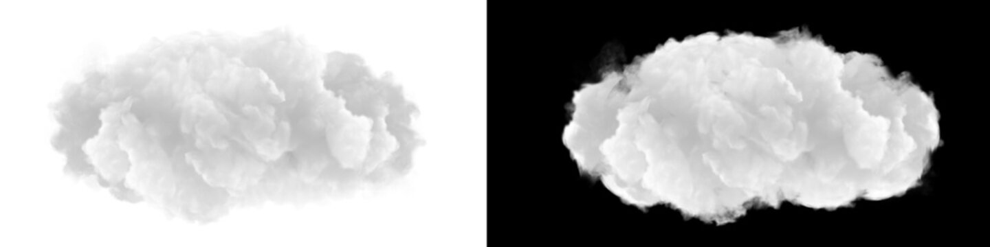 Realistic white cloud with alpha channel isolated on black background for design with formations alpha channels against black backgrounds displays realistic