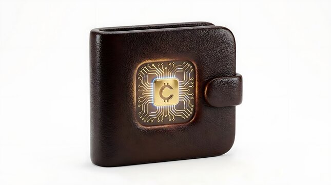 Leather wallet featuring integrated electronic circuit chip