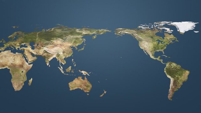 世界地図上で光線が跳ねて通過