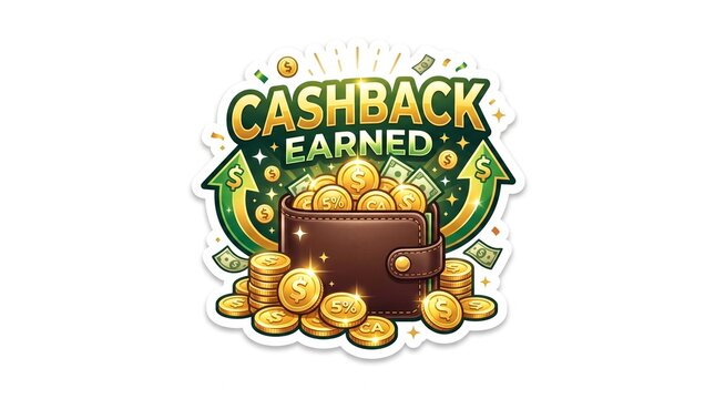 Cashback earned concept with wallet and gold coins vector illustration, financial reward symbol