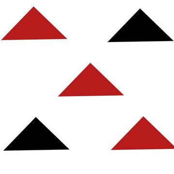 pA pattern of five large triangles arranged in a staggered layout on a plain white background, featuring three red triangles and two black triangles.