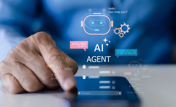 Ai agent system, future of AI automation in enterprise, people with artificial intelligence innovation, data analytics and development, smart technology, digital transformation and business automation