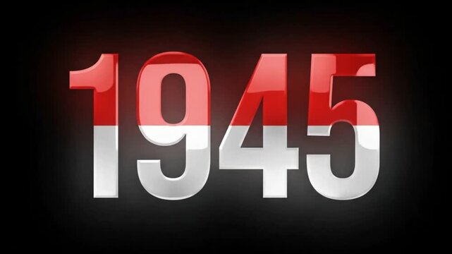 Indonesian Independence 1945 Red White Number Motion Graphic Dark Backgrounds 4K