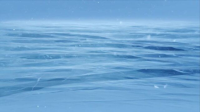 Winter sea christmas snow with calm blue water and frozen horizon, winter background with ice sheet, blue frost landscape and frozen surface texture, winter christmas ice water surface, blue frozen