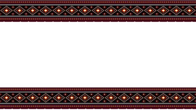 Traditional ethnic border pattern, geometric tribal frame on white background, decorative folk embroidery textile design