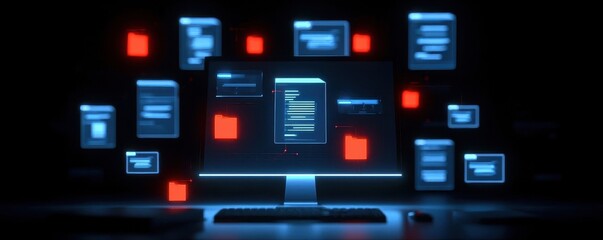 Fototapeta premium desk manages workflow evolution idea consult handling and science across decision business systems