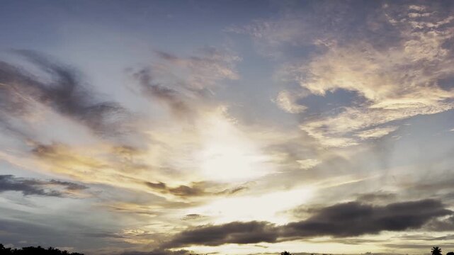 Dramatic Sunset Sky With Wispy Clouds
