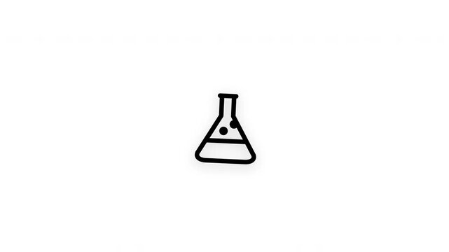 Premium laboratory flask line icon animation with smooth reveal and seamless loop. Ideal for science, chemistry, research, laboratory, and education projects.