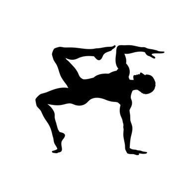 yoga silhouette, yogi pose, arm balance, fitness vector, vector silhouette, black fill, isolated on white, healthy lifestyle, exercise, workout, flexibility, wellness, meditation, body posture, line a