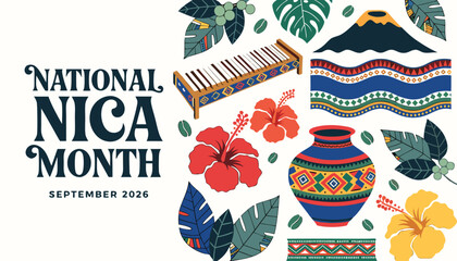 Obraz premium National nica month celebration design with traditional nicaraguan cultural pattern elements